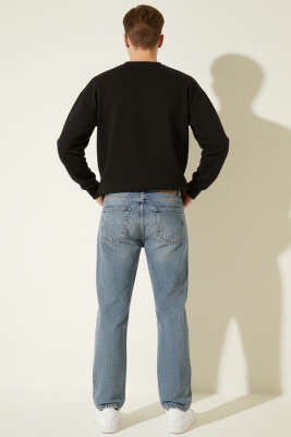 Normal Bel Bol Paça Erkek Kot Pantolon Orta Mavi - Erkek Pantolon