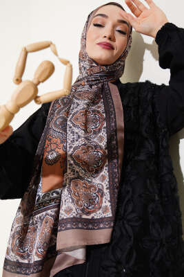 Nostaljik Motif Soft Şal Camel 