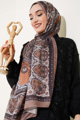 Nostaljik Motif Soft Şal Camel - Başörtüsü