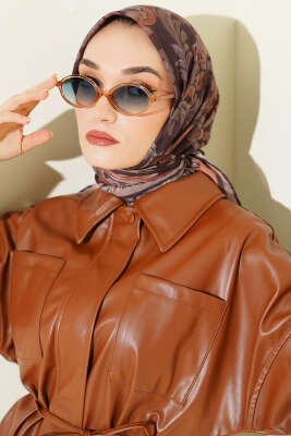 Nostaljik Motifli Eşarp Acı Kahve 