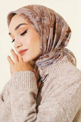 Nostaljik Motifli Eşarp Bej 