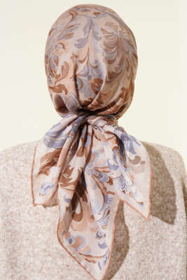 Nostaljik Motifli Eşarp Bej - Başörtüsü