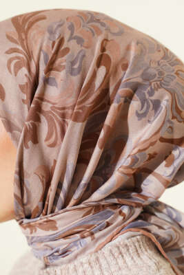 Nostaljik Motifli Eşarp Bej - Başörtüsü