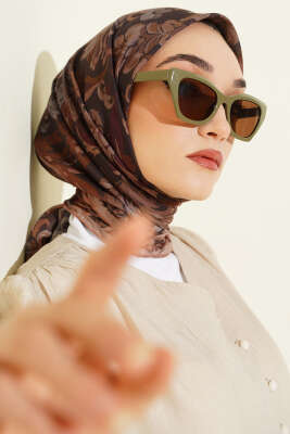 Nostaljik Motifli Eşarp Camel 