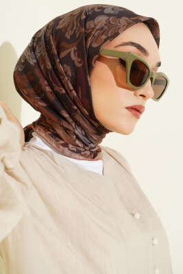 Nostaljik Motifli Eşarp Camel - Başörtüsü