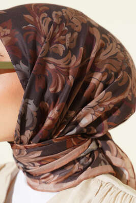 Nostaljik Motifli Eşarp Camel - Başörtüsü