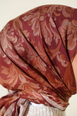 Nostaljik Motifli Eşarp Taba - Başörtüsü