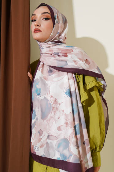 Nur Serisi Twill İpek Şal Acı Kahve - Başörtüsü