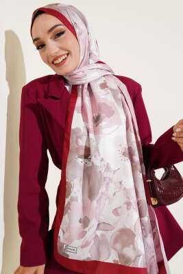 Nur Serisi Twill Şal Bordo - Başörtüsü
