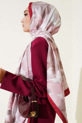 Nur Serisi Twill Şal Bordo - Başörtüsü
