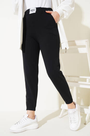 NYC Armalı Paça Lastikli Jogger Pantolon Siyah - Pantolon