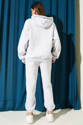 NYC Baskılı Üç İplik Sweat İkili Takım Melanj Gri - Kadın Giyim Modelleri