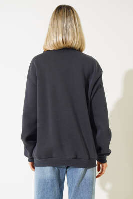 Nyc Basklı Şardonlu Sweatshirt Antrasit - Kadın Giyim Modelleri