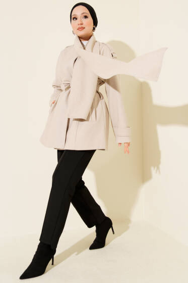 Omuz Apoletli Atkılı Kaşe Kaban Taş - Kaban