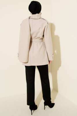 Omuz Apoletli Atkılı Kaşe Kaban Taş - Kaban