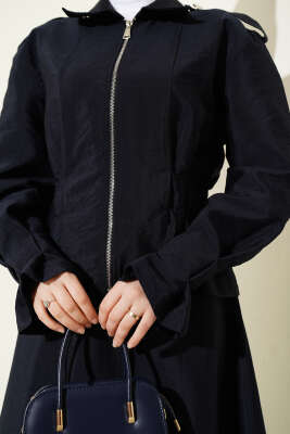 Omuz Apoletli Bel Pensli Etekli Takım Lacivert - İkili Takım