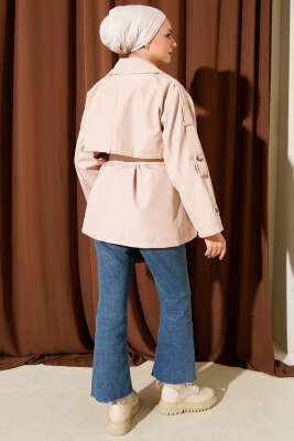 Omuz Apoletli Kuşaklı Trençkot Bej - Trençkot