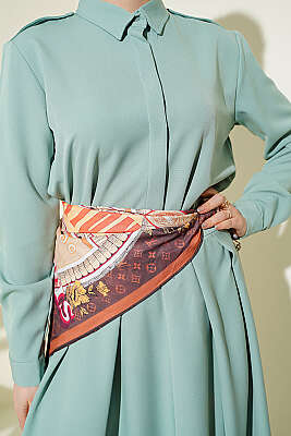 Omuz Apoletli Pileli Etekli İkili Takım Çağla Yeşili - İkili Takım