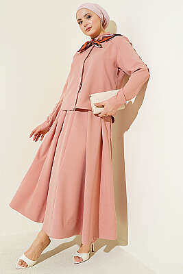 Omuz Apoletli Pileli Etekli İkili Takım Pudra 