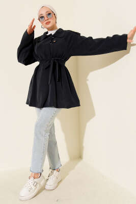 Omuz Apoletli Tensel Trençkot Lacivert - Trençkot