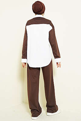 Omuz Atkı Detaylı Loyşa İkili Takım Kahve - İkili Takım