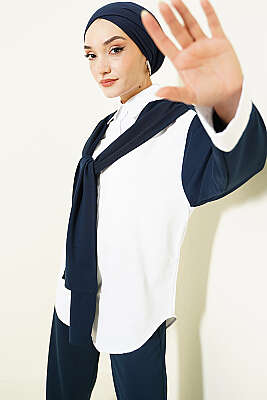 Omuz Atkı Detaylı Loyşa İkili Takım Lacivert - İkili Takım