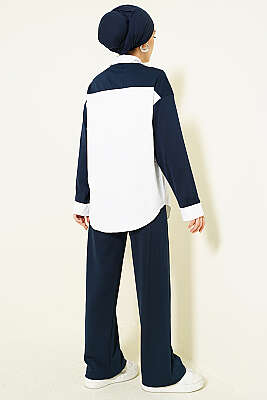 Omuz Atkı Detaylı Loyşa İkili Takım Lacivert - İkili Takım