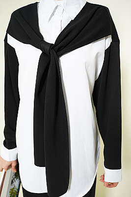 Omuz Atkı Detaylı Loyşa İkili Takım Siyah - İkili Takım