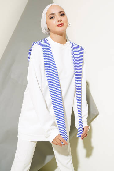 Omuz Atkı Görünümlü Tunik Beyaz - Tunik