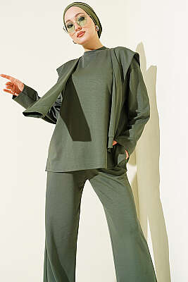 Omuz Atkılı Loyşa İkili Takım Haki - YAZGI TEKSTİL