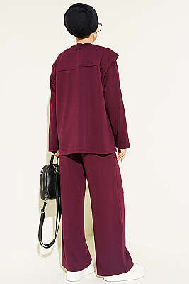 Omuz Atkılı Loyşa İkili Takım Mürdüm - İkili Takım