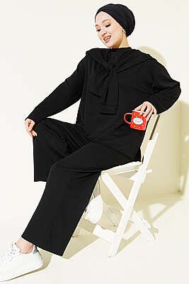 Omuz Atkılı Loyşa İkili Takım Siyah - YAZGI TEKSTİL