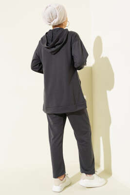 Omuz Boncuk Süslemeli İkili Takım Füme - İkili Takım