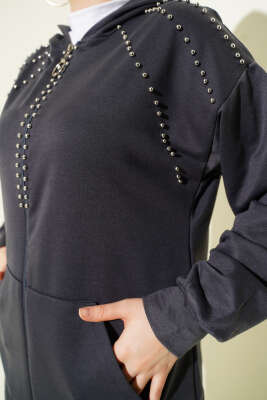 Omuz Boncuk Süslemeli İkili Takım Füme - İkili Takım