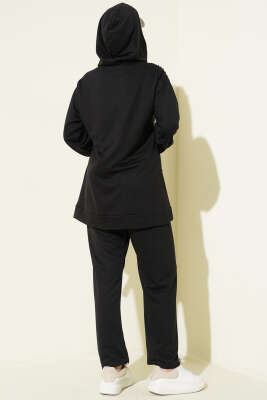 Omuz Boncuk Süslemeli İkili Takım Siyah - İkili Takım