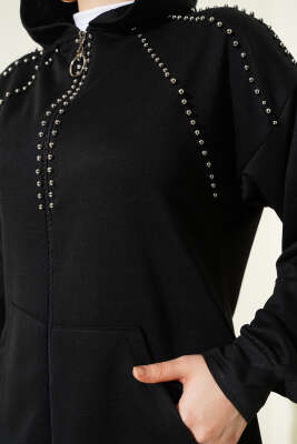 Omuz Boncuk Süslemeli İkili Takım Siyah - İkili Takım