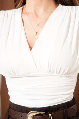 Omuz Büzgülü Bluz Ekru - Kadın Giyim Modelleri