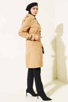 Omuz Düğmeli Gömlek Yaka Trençkot Camel - 300-500 TL Ürünler