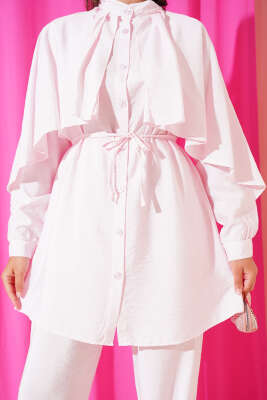 Omuz Fırfır Pelerinli İkili Takım Pembe - 700-1000 TL Ürünler