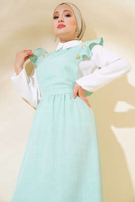 Omuz Fırfırlı İkili Takım Elbise Mint - Thumbnail