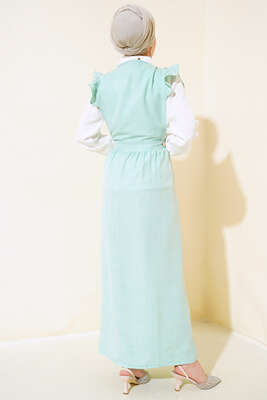Omuz Fırfırlı İkili Takım Elbise Mint - Thumbnail