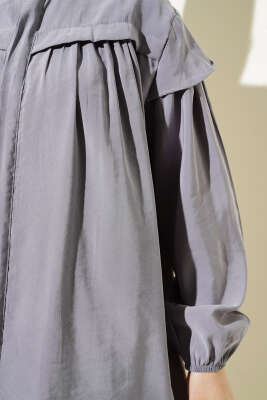 Omuz Fırfırlı Tencel Tunik İkili Takım Gri - 700-1000 TL Ürünler