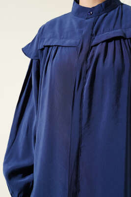 Omuz Fırfırlı Tencel Tunik İkili Takım Lacivert - 700-1000 TL Ürünler
