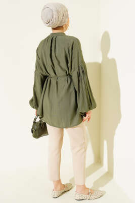 Omuz Fiyonklu Salaş Tunik Haki - Tunik