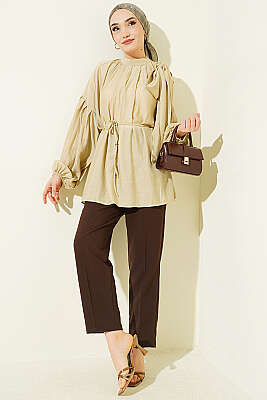 Omuz Fiyonklu Salaş Tunik Lime - Tunik