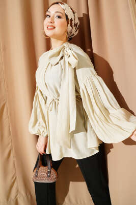 Omuz Fiyonklu Salaş Tunik Taş - BERAT TEKSTİL