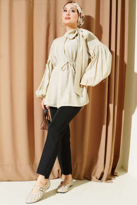 Omuz Fiyonklu Salaş Tunik Taş - Tunik