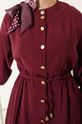 Omuz Fularlı Bel Lastikli Modal İkili Takım Bordo - İkili Takım