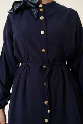 Omuz Fularlı Bel Lastikli Modal İkili Takım Lacivert - İkili Takım