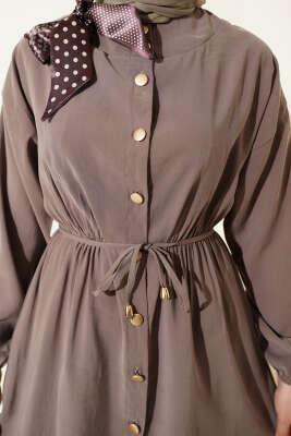 Omuz Fularlı Bel Lastikli Modal İkili Takım Vizon - İkili Takım